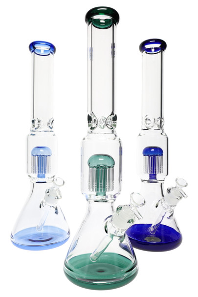 18" Large Glass on Glass Beaker Water Pipe with Tree Perc - WP2882