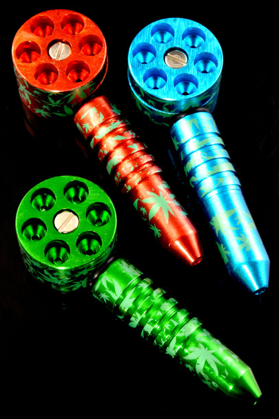 Metal Leaf Design Six Shooter Pipe - MP257
