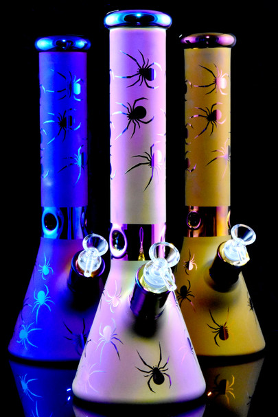 Large Metallic Spider Glass on Glass Beaker Water Pipe - WP2891