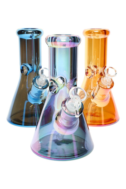 8.5" Thick Metallic Glass on Glass Beaker Water Pipe - WP2893