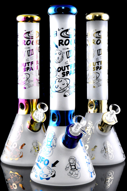 Large Frosted Glass on Glass Outer Space Design Beaker Water Pipe - WP2895