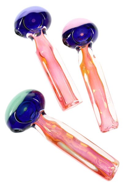 5" Gold Fumed Color Changing Square Glass Pipe - P2906