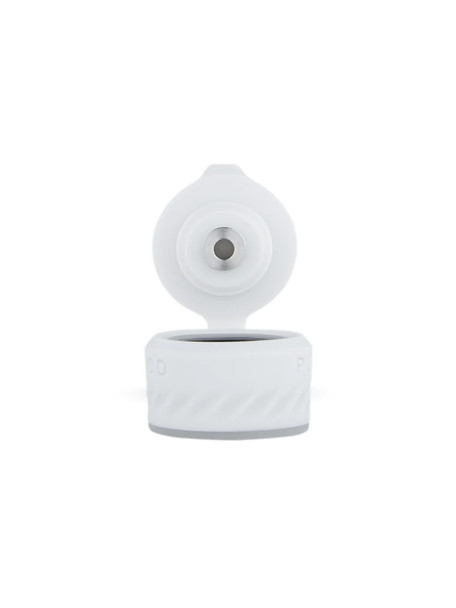Wholesale Pearl Joystick Cap top-down view, airflow opening, silicone ring, and embossed branding shown in centered studio shot.