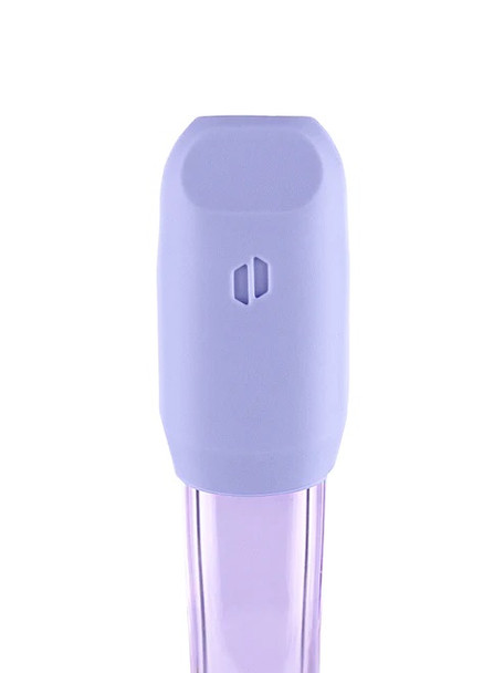 Bloom lavender silicone mouthpiece cover on Proxy stem, straight-on crop; protective tip cover photographed for B2B head-shop listings.