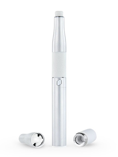 Pearl Puffco Plus with Dart tip and chamber shown separately; bright front-on studio view tailored for retail smoke-shop buyers. Pearl Puffco Plus with Dart tip and chamber shown separately; bright front-on studio view tailored for retail smoke-shop buyers.