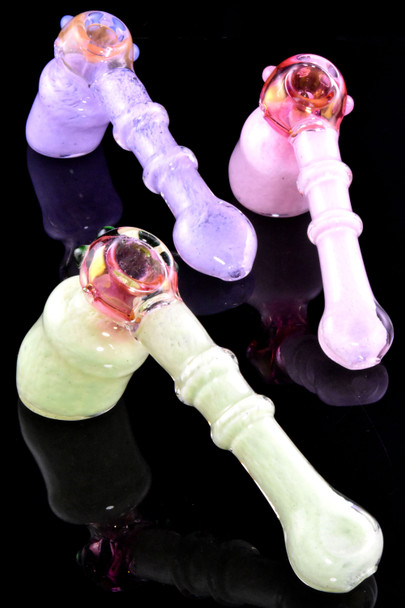 7.5" Colorful Neon Frit Gold Fumed Glass Hammer Bubbler - B1395