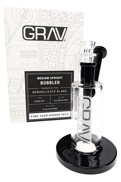 Grav Medium Upright Bubbler with Black Accents - B1400
