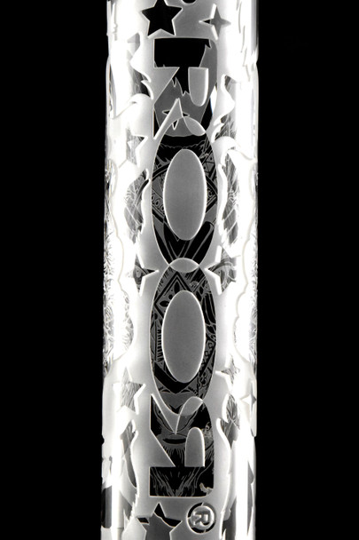 RooR Limited Edition 18" Sandblasted Glass Blue Wolf Beaker Water Pipe - WP2951