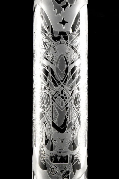 RooR Limited Edition 18" Sandblasted Glass Blue Wolf Beaker Water Pipe - WP2951