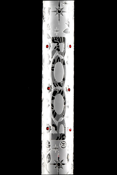 RooR Custom 18" Sandblasted Rose Glass on Glass Beaker Water Pipe - WP2953