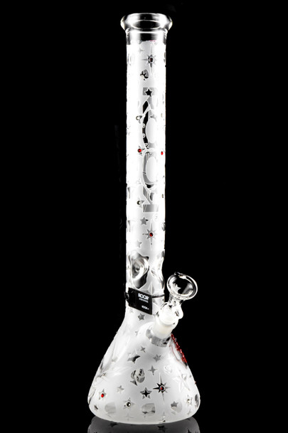 RooR Custom 18" Sandblasted Tattoo Glass on Glass Beaker Water Pipe - WP2954