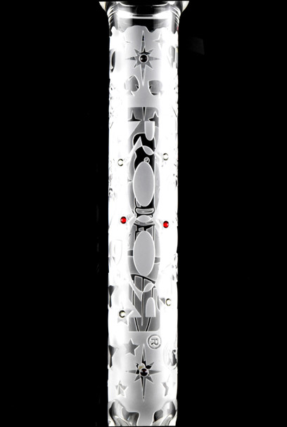 RooR Custom 18" Sandblasted Tattoo Glass on Glass Beaker Water Pipe - WP2954