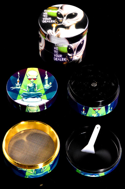 50mm 4 Part Zinc Alloy Alien Decal Grinder - G0470