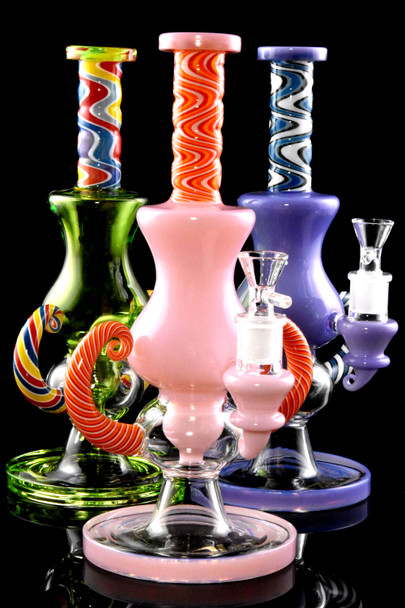 Colorful Spiked Glass on Glass Stemless Water Pipe with Sphere Perc - WP3043