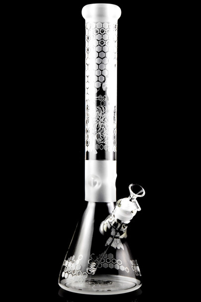 Large Frosted Glass on Glass Design Beaker Water Pipe - WP3044