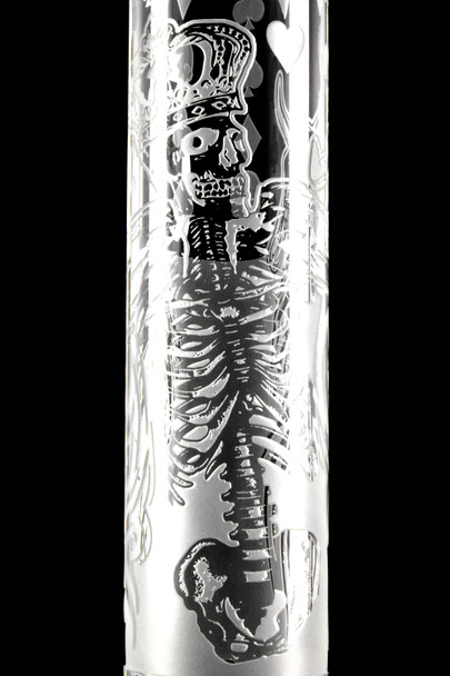 Large Frosted Glass on Glass Design Beaker Water Pipe - WP3044