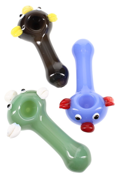 4.5" Colored Glass Pig Face Pipe - P2987