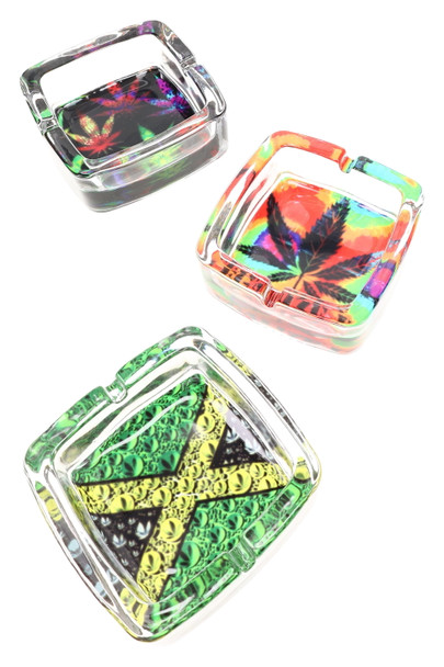 3.5″ Square Glass Ashtray, Pop Designs – M0478
