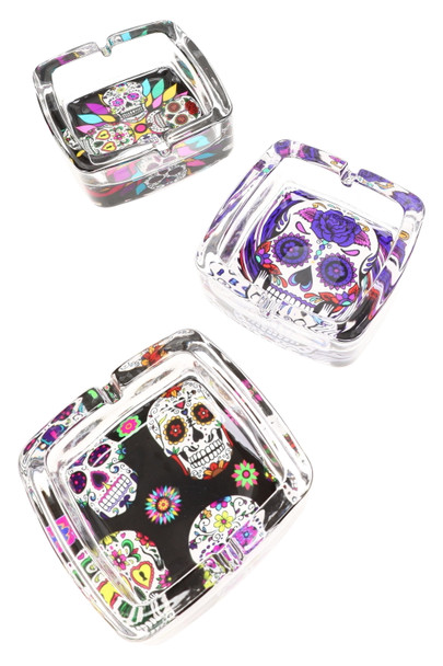3.5″ Square Glass Ashtray, Pop Designs – M0478