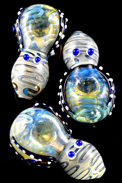 4" Silver Fumed Color Changing Glass Octopus Pipe - P3030