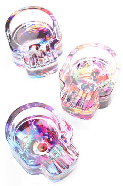 3.5″ Skull Glass Ashtray, Assorted Designs – M0485