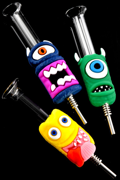 5" Silicone Monster Sleeve Glass Dab Straw - P3042