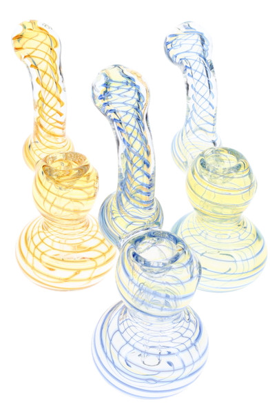 Bulk purchase small color changing glass bubbler pipes for smoke shop resale.