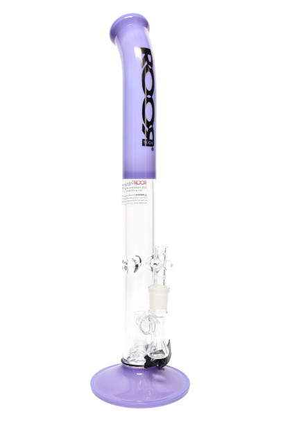 18" ROOR Tech straight tube, purple accents with platinum logo, bent neck, ice pinch and showerhead perc; clear front angle for retail smoke-gear catalogs. 18" ROOR Tech straight tube, purple accents with platinum logo, bent neck, ice pinch and showerhead perc; clear front angle for retail smoke-gear catalogs.