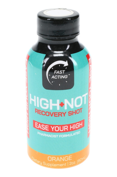 High-Not Recovery Shot 2 oz Orange bottle, wholesale single unit, front-facing label showing fast-acting callout. High-Not Recovery Shot 2 oz Orange bottle, wholesale single unit, front-facing label showing fast-acting callout.
