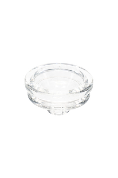 Clear borosilicate replacement bowl insert, close-up side view for wholesale smoke shop spare-parts sales