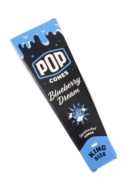 Blueberry Dream POP Cones King Size 3-pack box with blue and black unbleached cone packaging