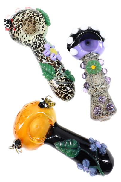 4.5" Fumed Glass Spring Critters Glass Pipe - P3177