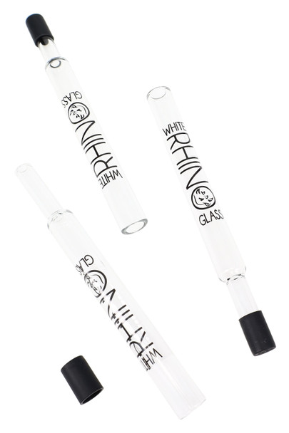 White Rhino Pyrex Glass V2 Dab Straw with Silicone Cap - P3212
