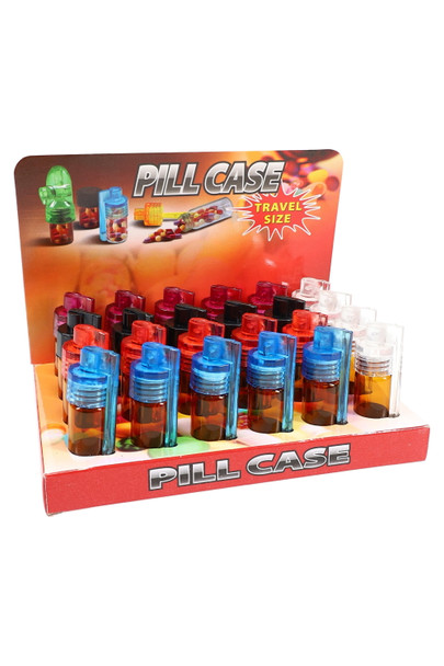 Retail display of 24 amber snuff vials with blue and red spoons, shelf-ready wholesale pack in branded countertop box. Retail display of 24 amber snuff vials with blue and red spoons, shelf-ready wholesale pack in branded countertop box.