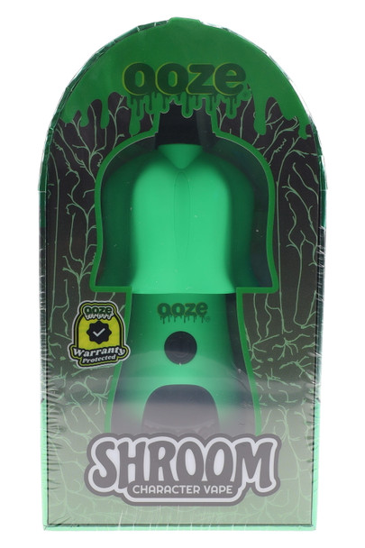 Pine Shadow green Ooze Shroom 650 mAh character battery in windowed packaging, front view for B2B vape wholesale listings. Pine Shadow green Ooze Shroom 650 mAh character battery in windowed packaging, front view for B2B vape wholesale listings.