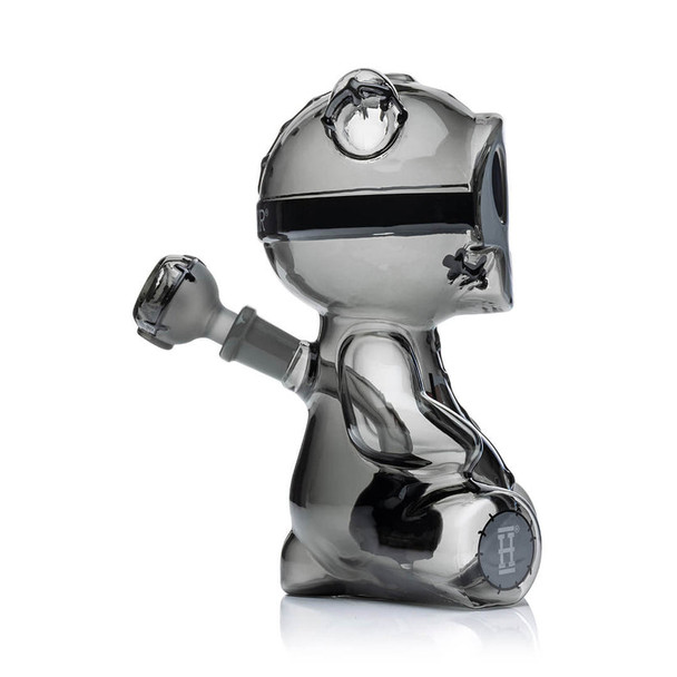 Alternate angled view of Hemper Scare Bears Teddy Bear XL bong highlighting seated bear body and recessed joint, neutral white background for wholesale listings.