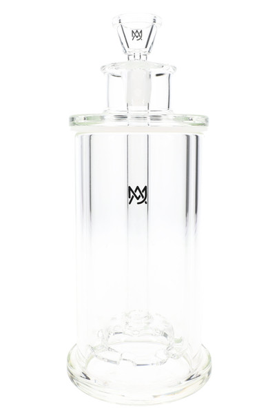 Front view of clear MJ Arsenal Piston Gravity Bong, 8.5" borosilicate with 14 mm joint; smoke shop wholesale staple.