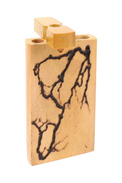 Single light steam-beech dugout with shocked pattern, lid open top view; wholesale retail smoke gear