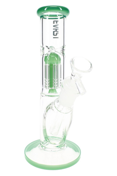Green-accent EVRST 8.5" straight shooter water pipe with tree perc and ice pinch; wholesale glassware