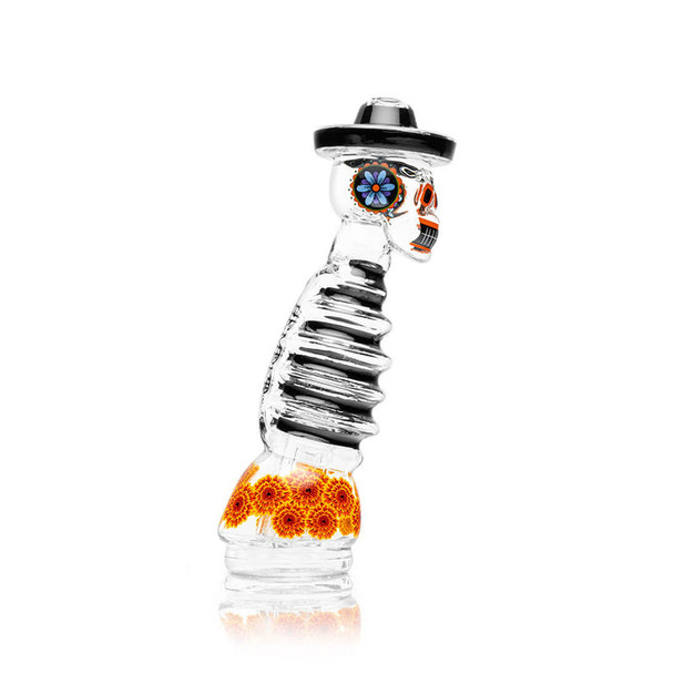 Side view skeleton Peak attachment showing marigold flower chamber, wholesale Puffco accessory upgrade option