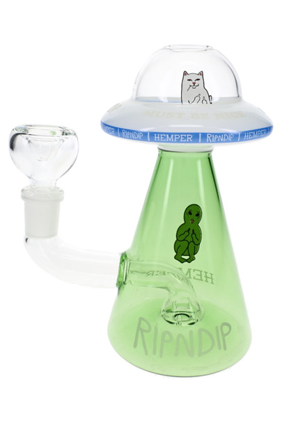 Collab boxed set with Lord Nermal UFO bong and clear bowl, shelf-ready head-shop supplies for resale