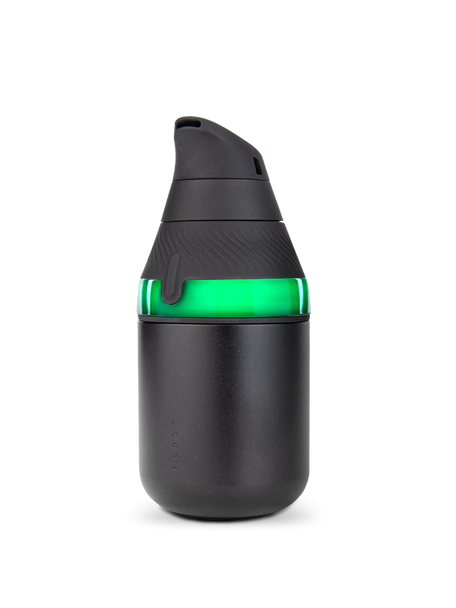 Black Puffco Proxy Core Kit for retail smoke gear, front view with green-lit chamber window detail