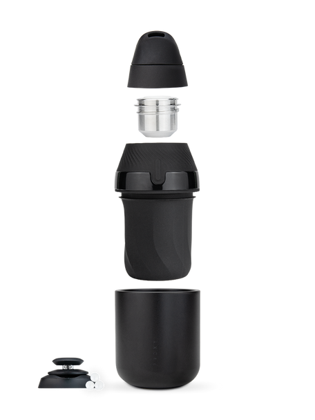 Exploded Puffco Proxy Core Kit for wholesale vaporizer buyers, showing cap, chamber, base, pearls, and joystick cap