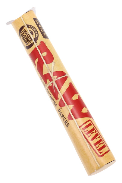 RAW Classic Level cone pack for head-shop supplies, angled kraft 6-cone tube with red logo and almost-straight profile