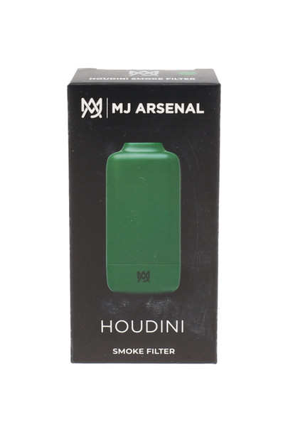 MJ Arsenal Houdini wholesale air filter box with cactus green unit, front-facing retail packaging