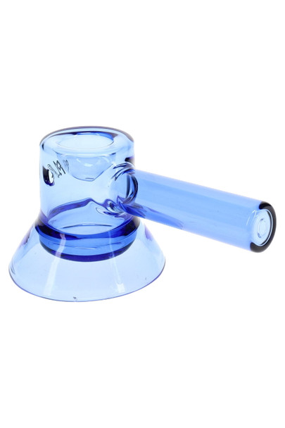 Azure blue 4.5" MJ Arsenal Grotto glass hand pipe for wholesale display, angled side profile
