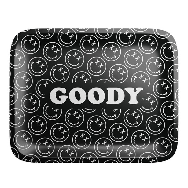 Small Goody Glass Metal Rolling Tray – 7" x 5.5" – RP384