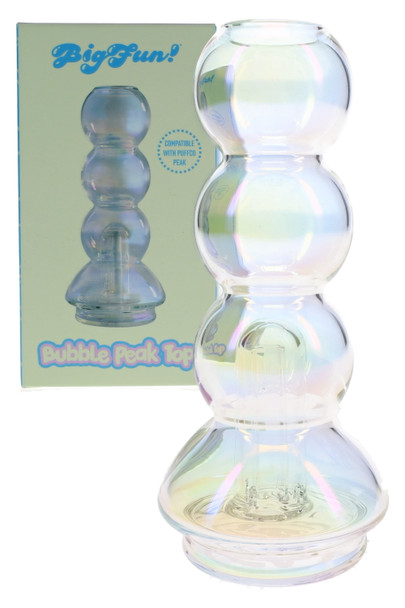 Iridescent bubble Peak top for wholesale display with electroplated glass finish and compact boxed packaging.