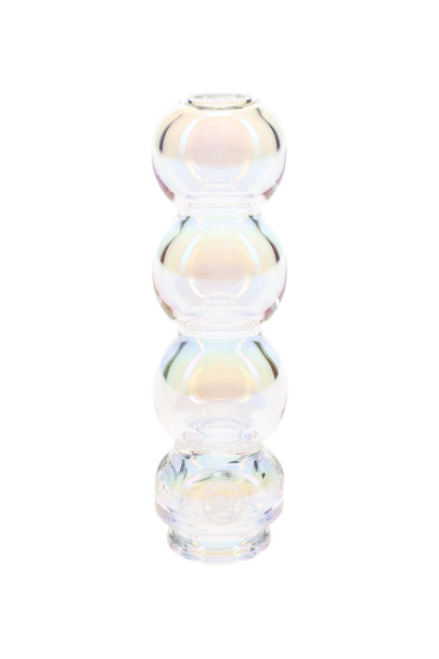 Bubble-stack wholesale Pivot top in iridescent borosilicate glass, straight product view on white background.