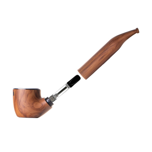 Open Cartisan The Inspector wholesale 510 battery with concealed 510 cartridge chamber and removable wood-grain mouthpiece.